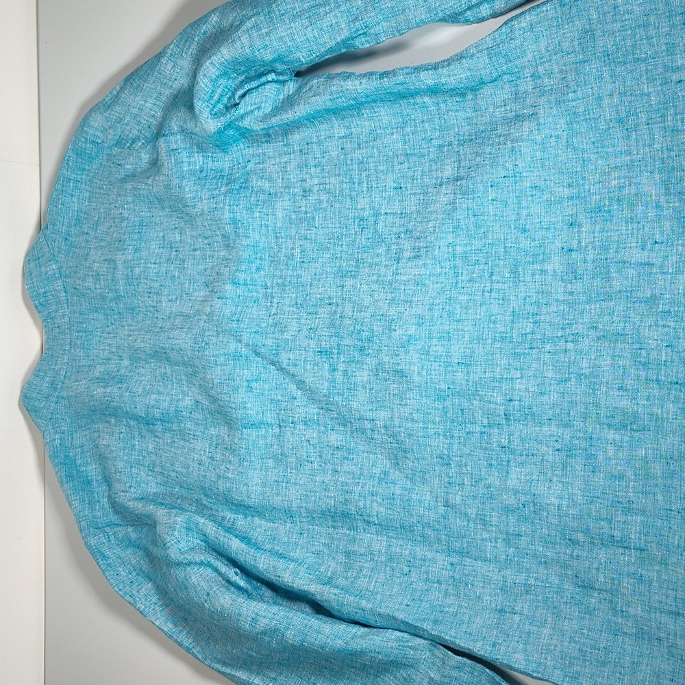 Island Company 100% linen blue shell kimono tunic coverup top M - Picture 10 of 10